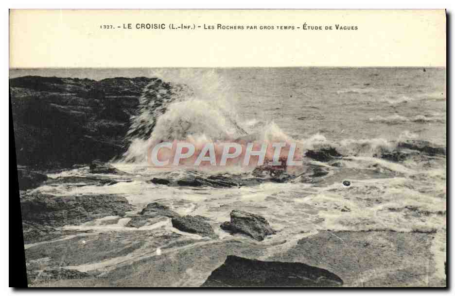 CPA Le Croisic Les Rochers Par gros Temps Etude de vagues