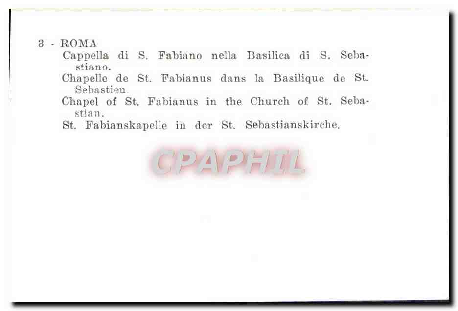 CPM Roma Cappella Fabiano Nella Basilica di S Sebastiano — Rückseite