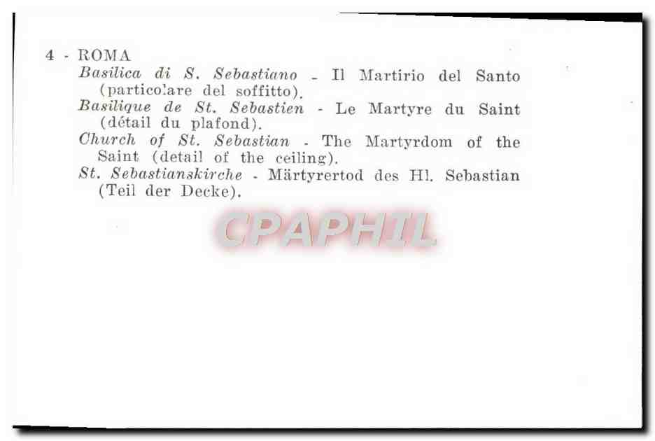 CPM Roma Basilica Sebastiano Martirio Del Santo — Verso