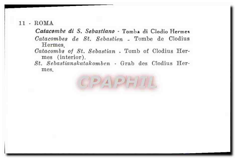 CPM Roma Catacombe Sebastiano Tomba Di Clodio Hermes — Rückseite
