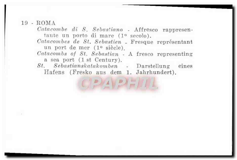 CPM Roma Catacombe Sebastiano Affresco Rappresentaute Un Porto Di Mare — Rückseite