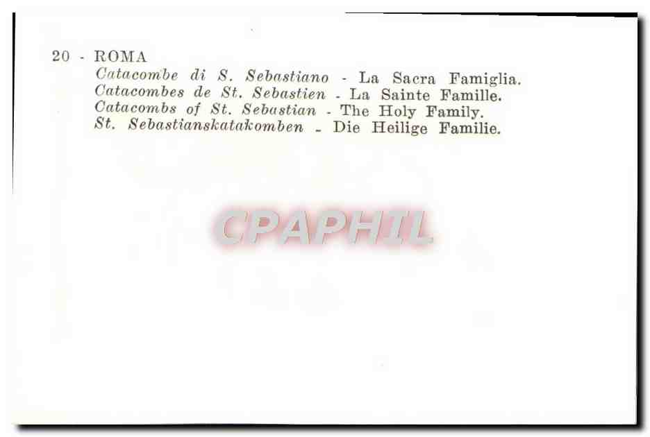 CPM Roma Catacombe Sebastiano La Sacra Famiglia — Rückseite