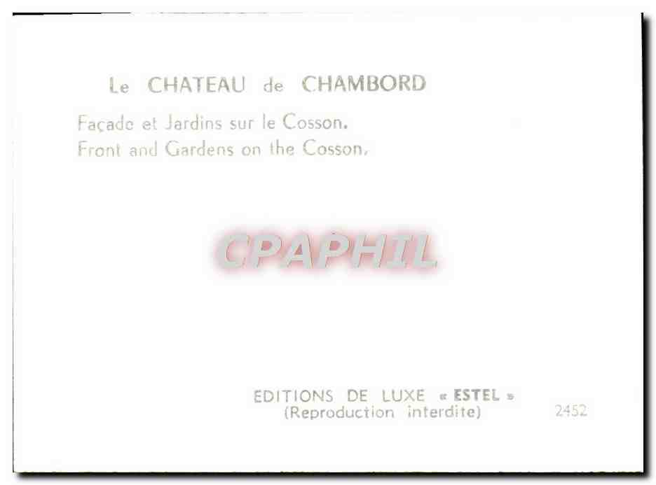 CPM Le Chateau De Chambord Facade Et Jardins Sur Le Casino — Verso
