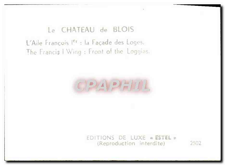 CPM Le Chateau De Blois L'Aile Francois 1er La Facade Des Loges — Rückseite