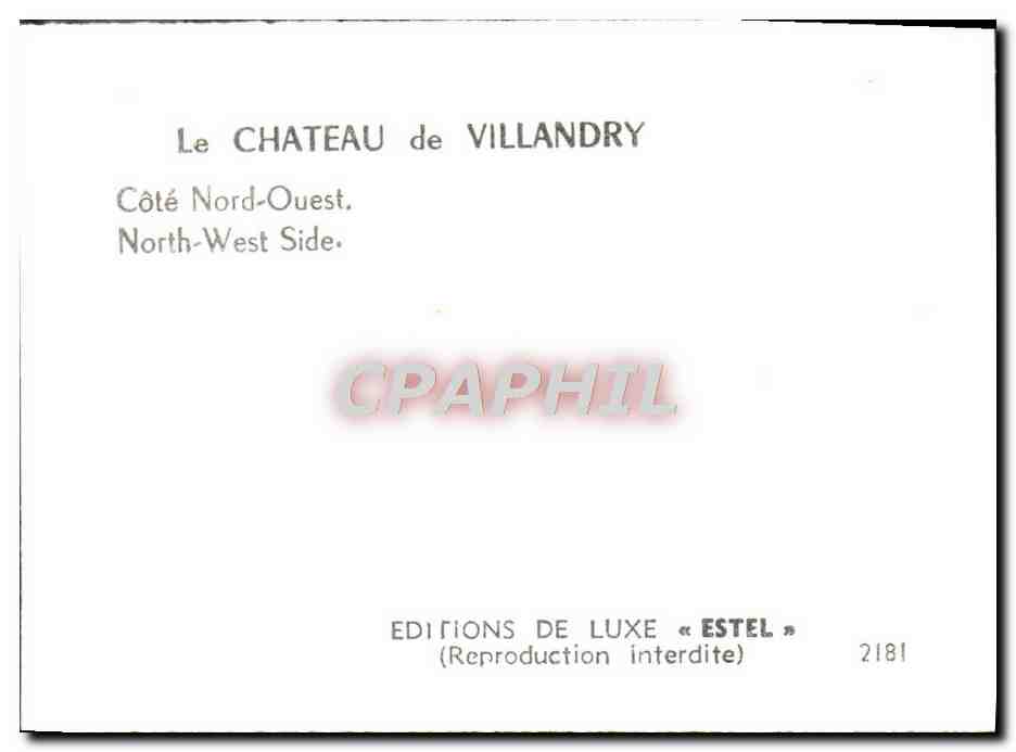 CPM Le Chateau De Villandry Cote Nord Ouest — Rückseite