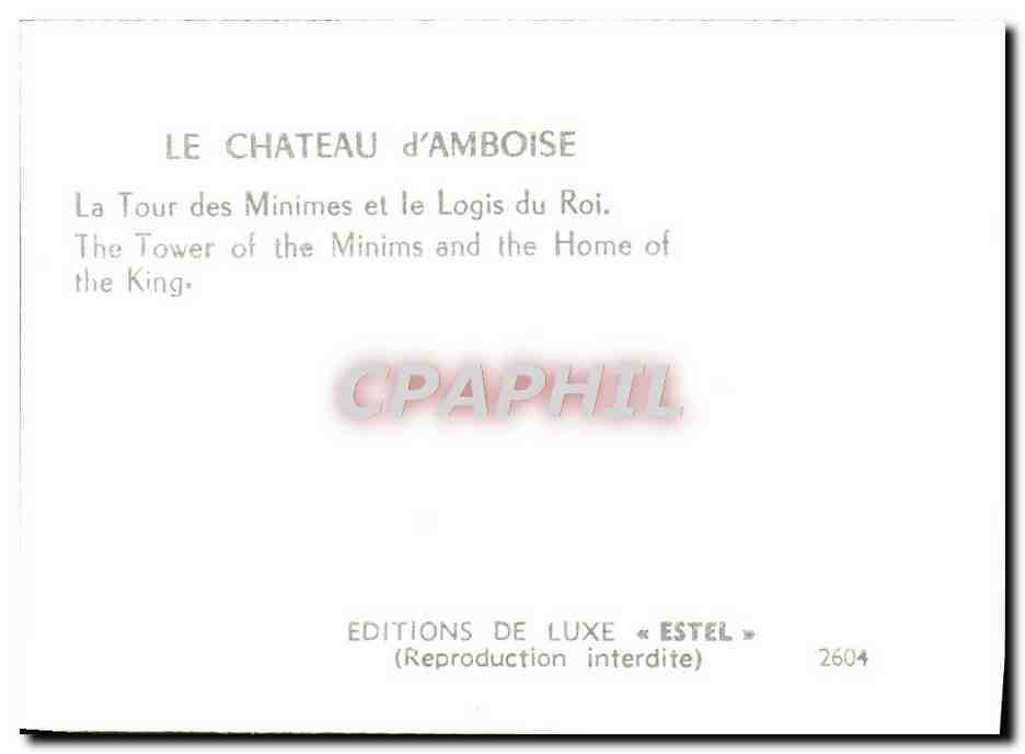 CPM Le Chateau d'Amboise La tour Des Minimes Et Le Logis Du Roi — Rückseite
