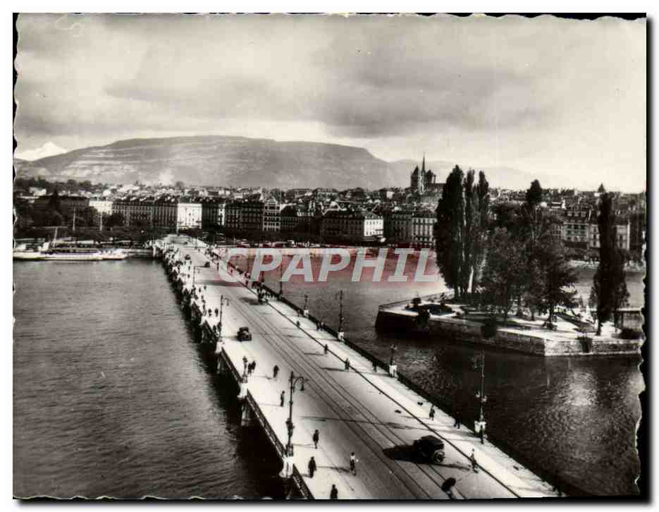CPM Geneve Pont Du Mont Blanc Et ile Rousseau