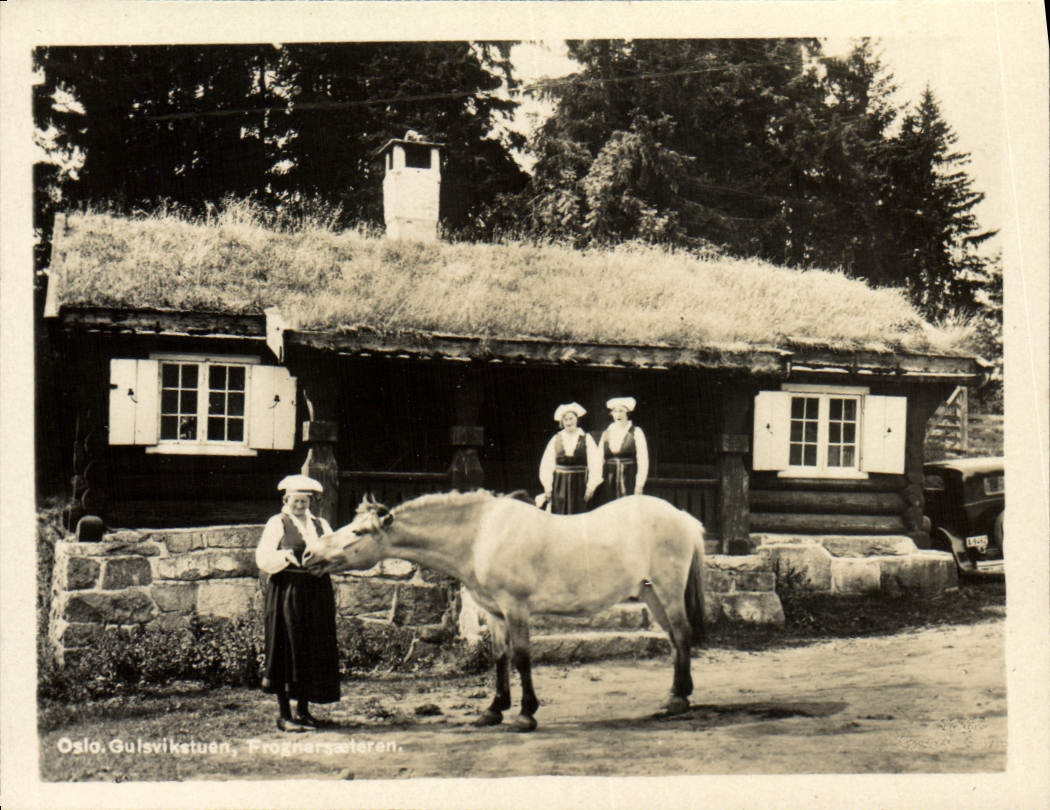 CPM Oslo Gulsvikstuen Cheval Frognersgaeterens Femmes Folklore 