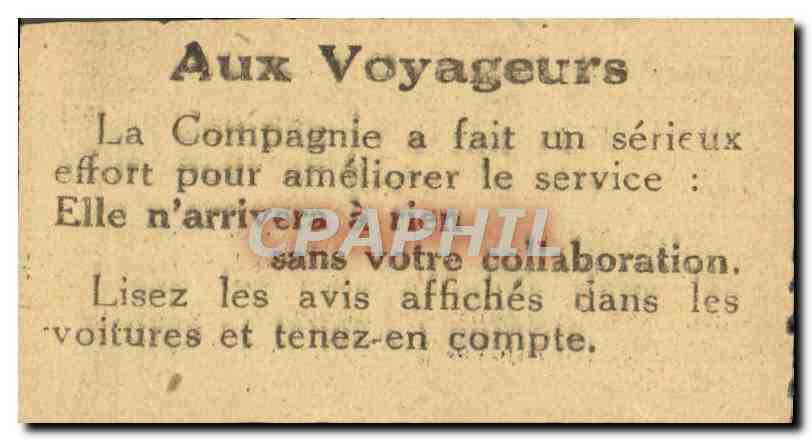 Ticket Compagne Des Tramways Limoges 60c Faubourg des Casseaux Montjovie  — Verso