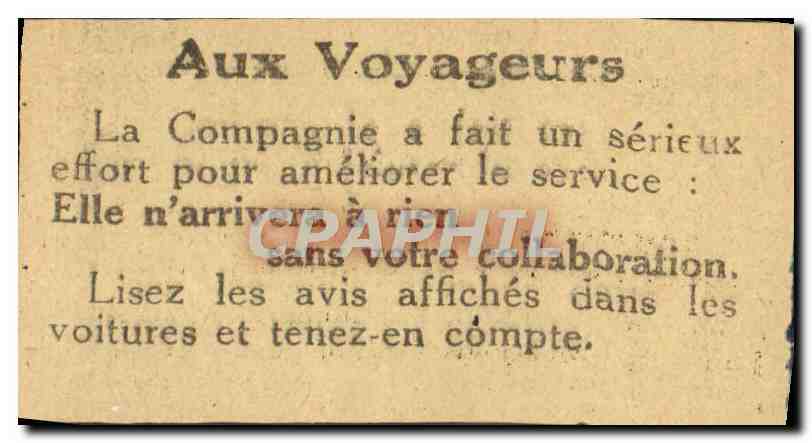 Ticket Compagne Des Tramways Limoges 60c Faubourg des Casseaux Montjovie  — Rückseite