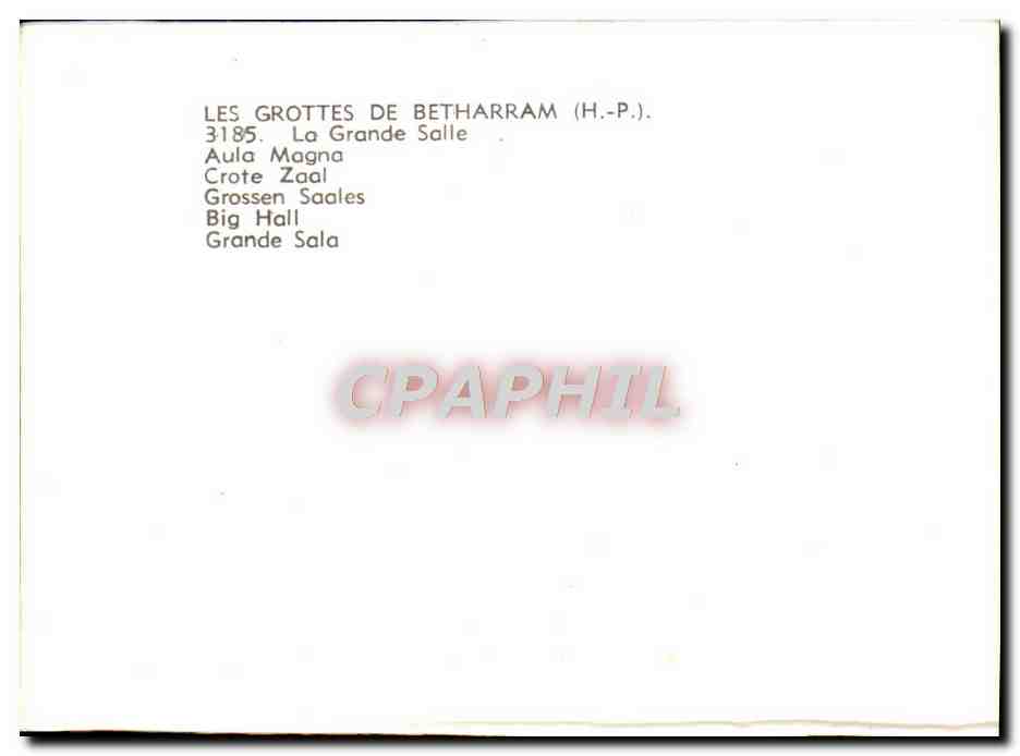 Les Grottes de Betharram — La Grande Salle — CPAPHIL 3185 — Rückseite