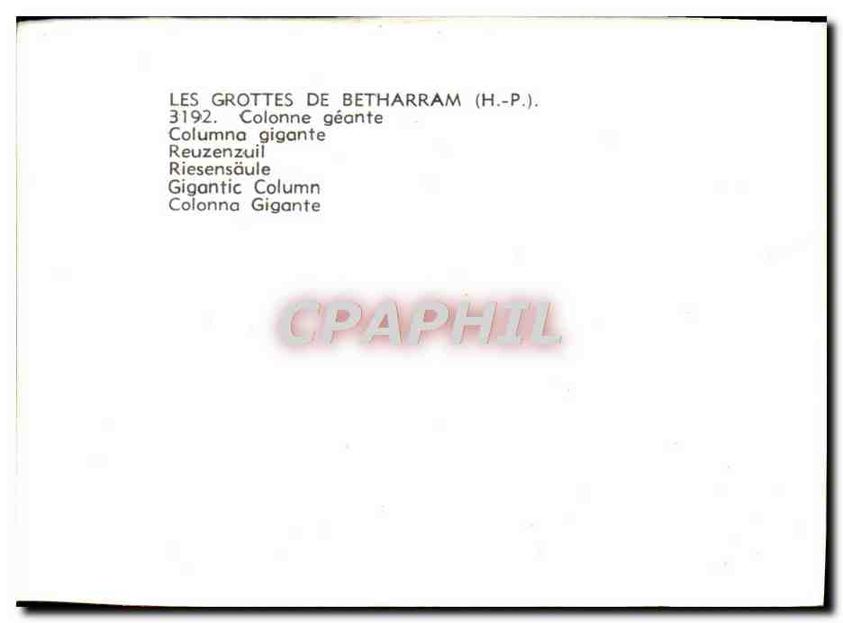 CPM Les Grottes De Betharram Colonne Geante  — Rückseite