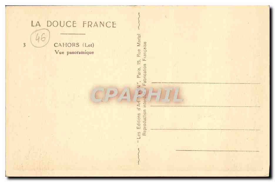 Cahors (Lot) — Vue panoramique — La Douce France, n°46 — Reverso