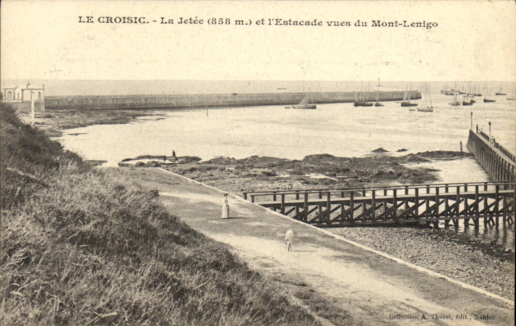 CPA Le Croisic La Jetee Et l'Estacade Vues Du Mont Lenigo