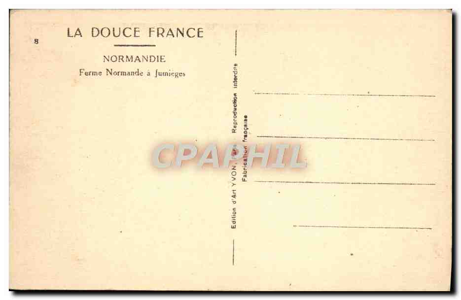 CPA La Douce France Normandie Ferme Normande a Jumieges — Rückseite