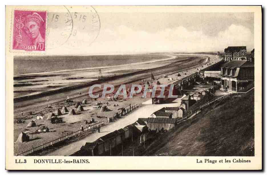 CPA Donville Les Bains La Plage Et Les Cabines