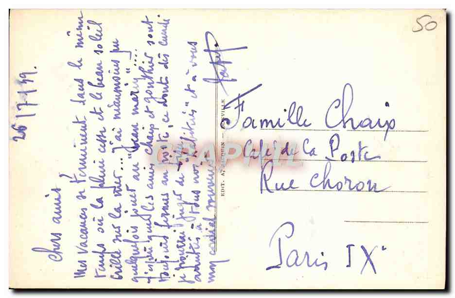 CPA Donville Les Bains La Plage Et Les Cabines — Rückseite