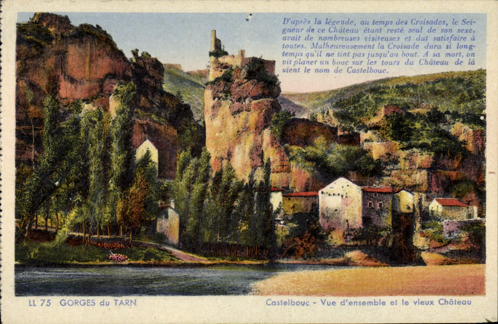 CPA Gorges du Tarn Castelbouc Vue d'Ensemble et le vieux chateau 