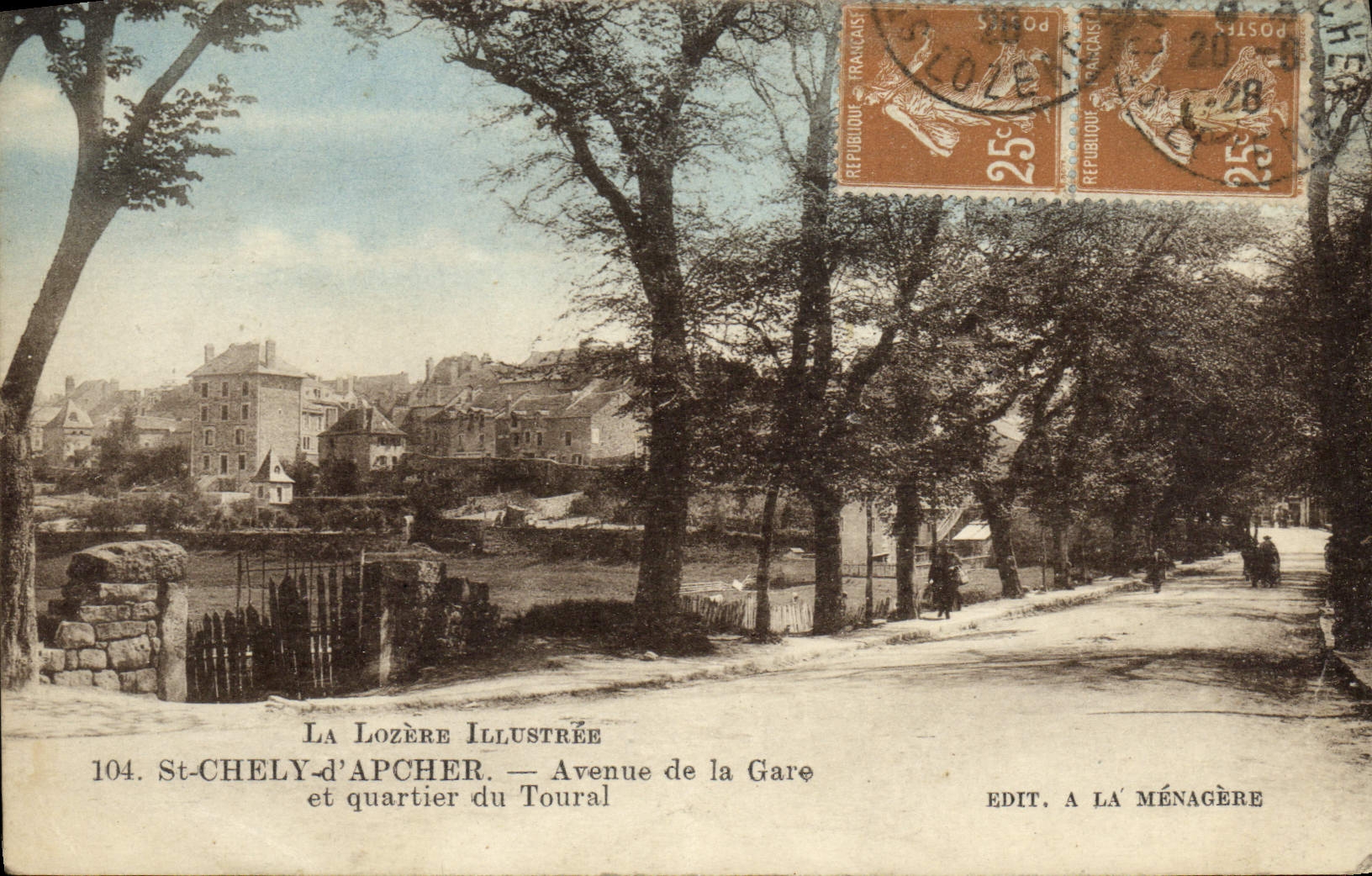 CPA St Chely d'Apcher Avenue de la Gare et Quartier du Toural