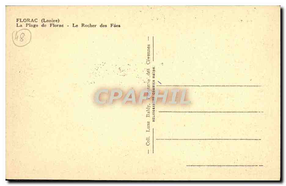 CPA Gorges Du Tarn Florac La plage de Florac Le rocher des fees — Verso