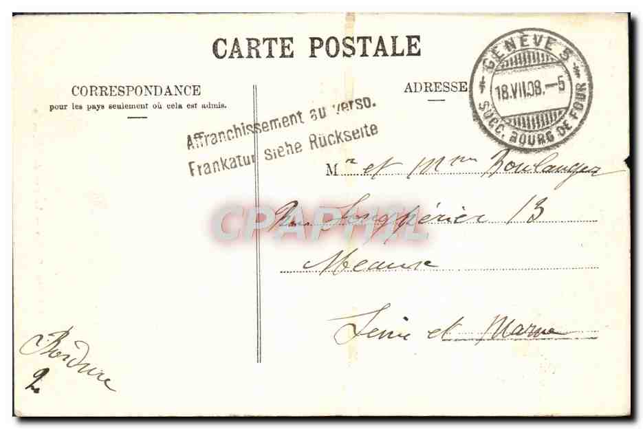 CPA Saleve Le Pas de L'Echelle — Rückseite