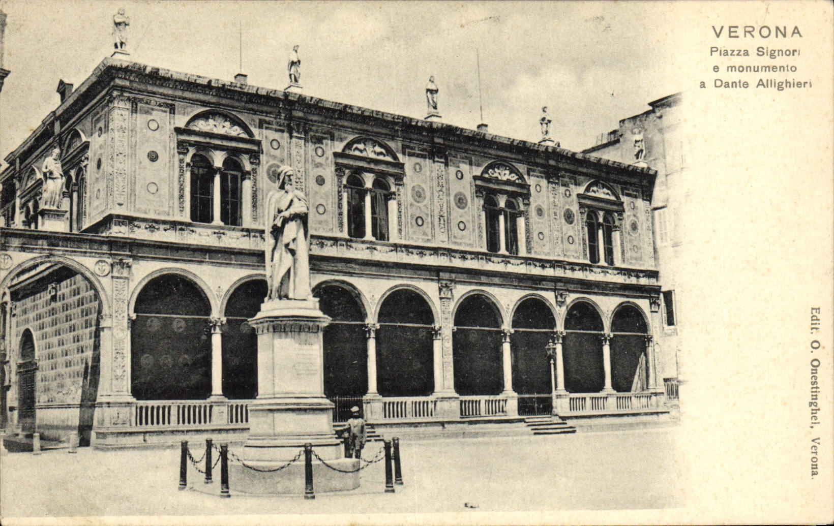 CPA Verona Piazza Signori e monumento a Dante Allighieri 