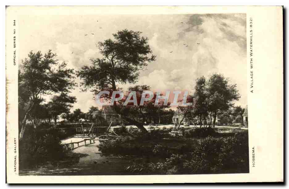 CPA Hobbema A village with watermills 