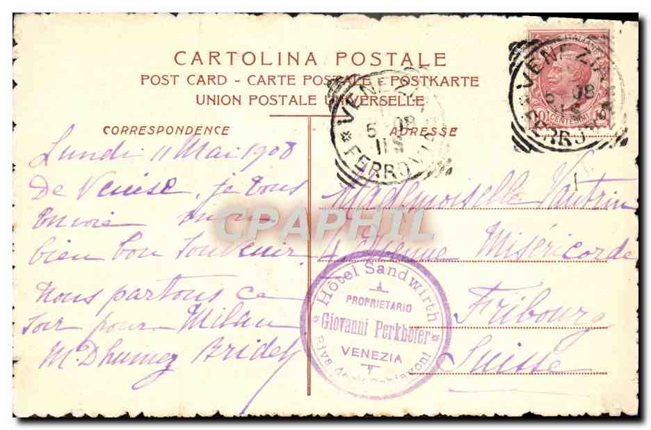 CPA Venezia Porta Della Carla — Rückseite