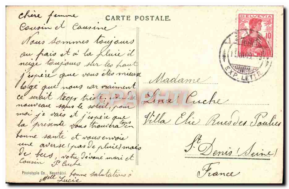 CPA L'Allee Du Parc D'Hauteville Pres Vevey — Rückseite