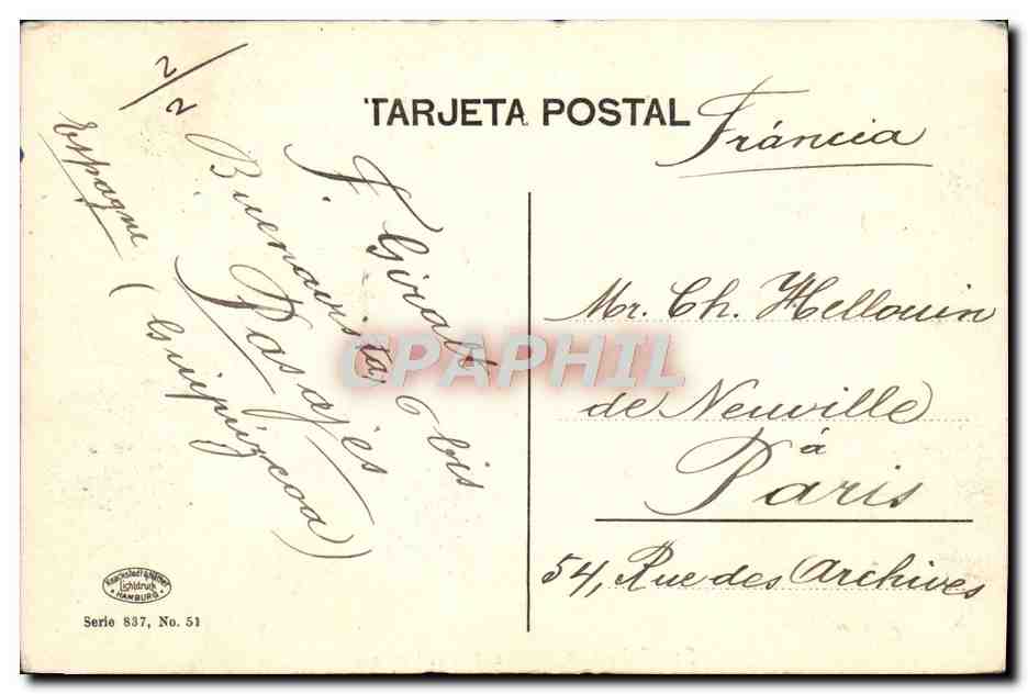 CPA San Sebastain El Faro De Igueldo — Rückseite