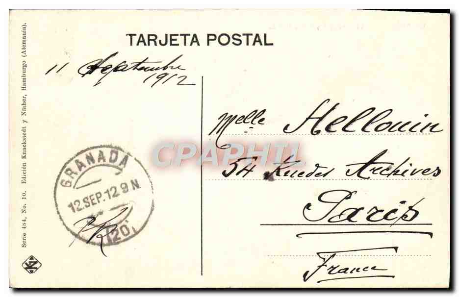 CPA Granada La Alhambra y Sierra Navada — Rückseite