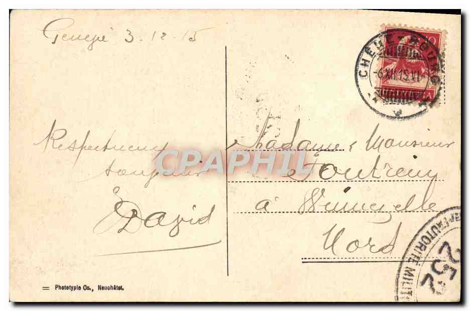 CPA Geneve Monument National — Verso