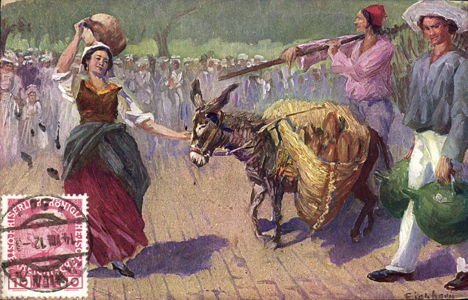 CPA Kaiser Jubil Huldigungsfestzug Wien Nationalitatengruppe Wien 1908 Nationalitatengruppe Istrien Folklore Ane