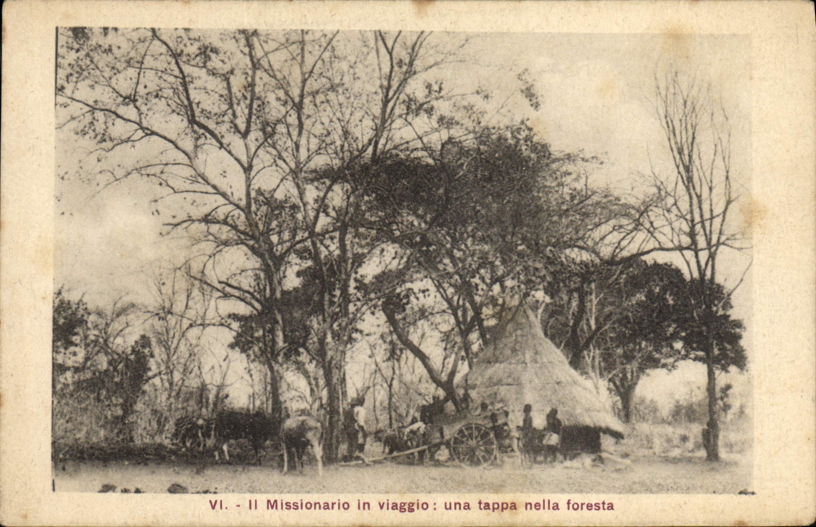 CPA Missionario In Viaggio Una Tappa Nella Foresta Missioni African eVerona 