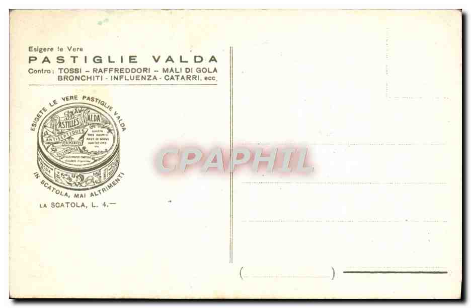 CPA Sorrento Hotel Tramontano Publicite Pastiglie Valda Pastilles Valda — Rückseite