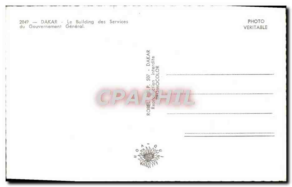 CPM Dakar Le Building Des Services Du Gouvernement General — Rückseite