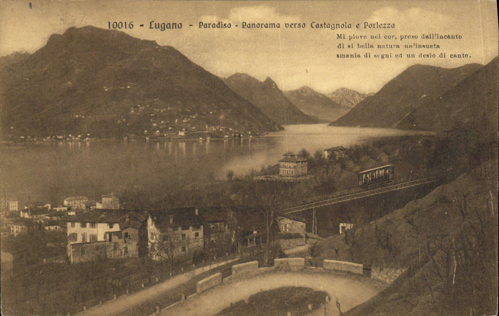 CPA Lugano Paradiso Panorama Verso Castagnola e Porlezzza 