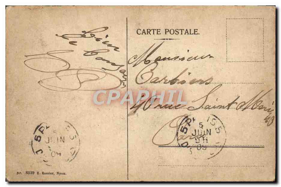 CPA Geneve La Rade Et Le Saleve Bateau — Verso