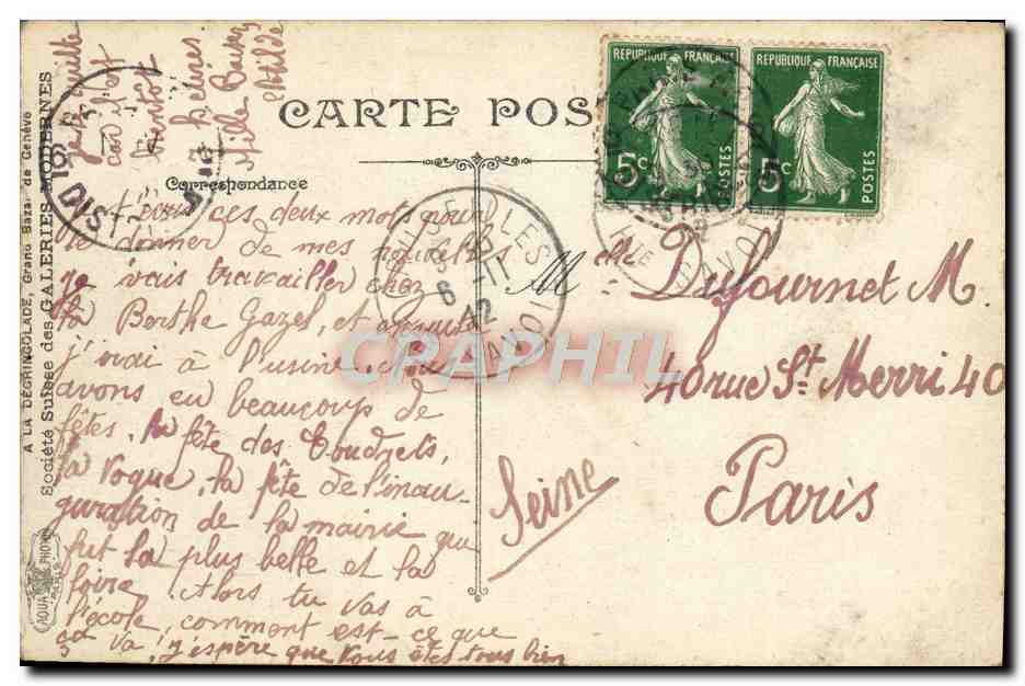 CPA Geneve Baliment Des Forces Motrices — Rückseite