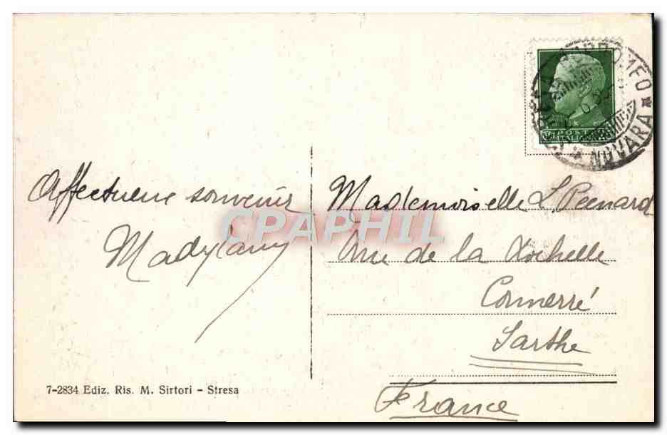 CPA Stresa Borromeo Panorama — Rückseite