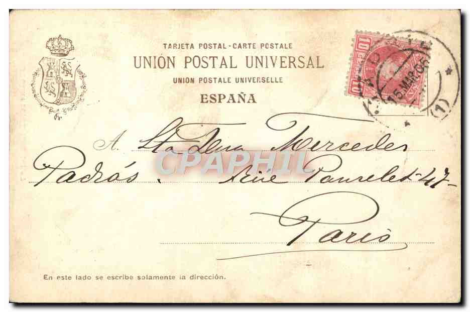 CPA Gentil Moza De La Venta — Verso