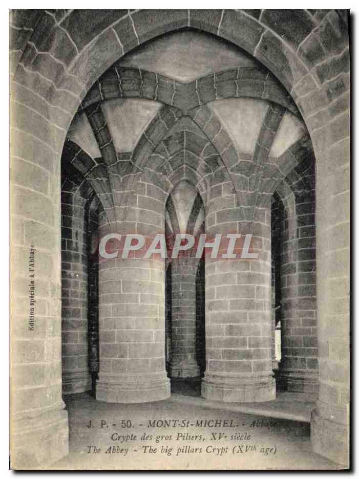 CPA Mont St Michel Abbaye Crypte Des Gros Pilers