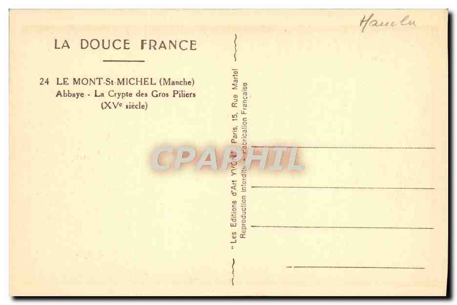 Mont-Saint-Michel — Crypte des Gros Piliers — Les Éditions d'Art YvC, Paris — Reverso