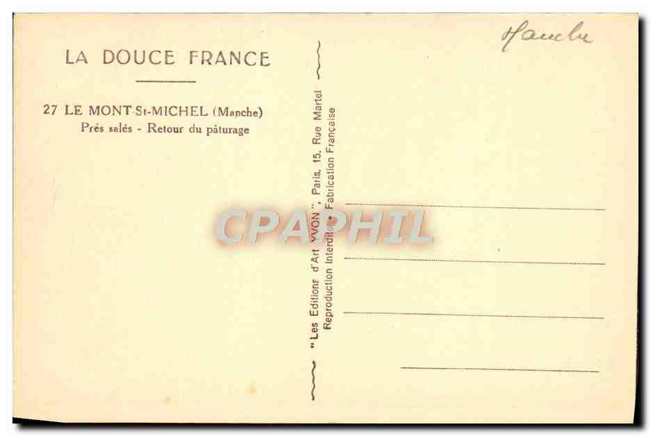 CPA La Douce France Le Mont St Michel Pres Sales Retour Du Paturage Moutons — Verso