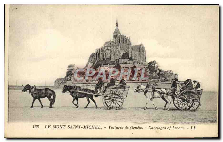 CPA Le Mont Saint Michel Voitures De Genets 