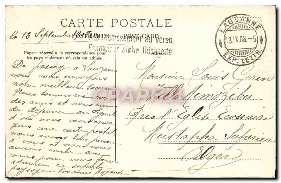 CPA Lausanne Village Suisse — Back