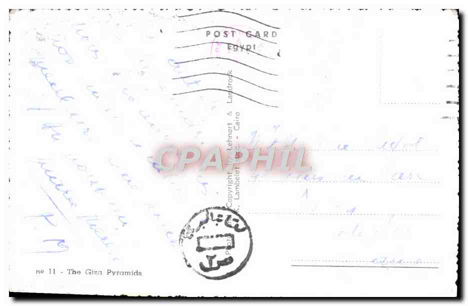 Les Pyramides de Gizeh — Égypte — éditeur K. Lambelet & Caro, n° 11 — Verso