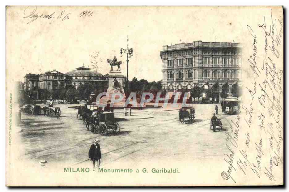 CPA Milano Monumento A Garibaldi