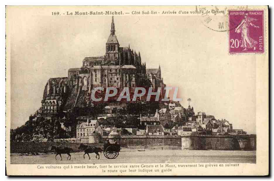 CPA Le Mont Saint Michel Cote Sud E$st Arrivee D'Une voiture de Genets