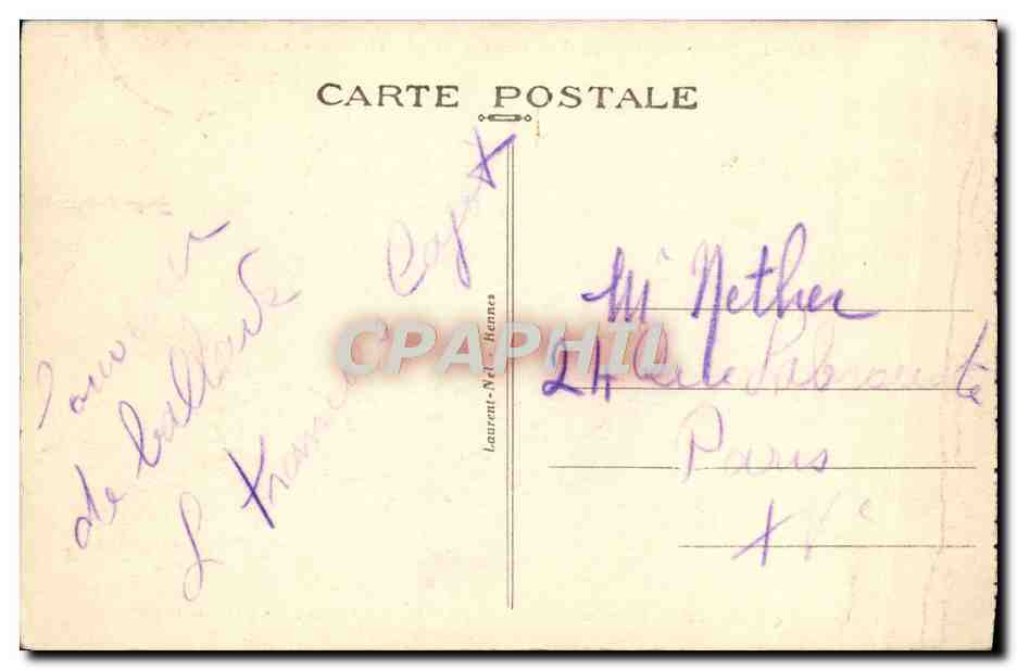 CPA Le Mont Saint Michel Cote Sud E$st Arrivee D'Une voiture de Genets — Verso
